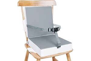 Kugooyi Sitzerhöhung Stuhl Dicken Booster Sitze Wasserdicht Mit Sicherheits Schnalle Anti Rutsch Boden Waschbar Weich Kinder Esstisch Rückenlehne Tragbare Reise Erhöhen Kissen(Double PU Grau)