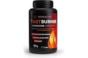 BEHEALTHY Integratore Brucia Grassi Potenti Veloci | 120 Pillole Dimagranti Efficaci per Controllo Fame e Peso con Glucomannano, Garcinia e Bromelina | Drenante Forte e Mental Booster con Carnitina e Guaranà