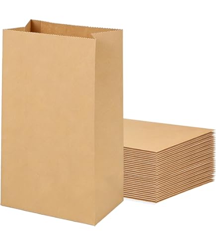 KURTT Papiertragetaschen 250 Stück – Braun, 22+10x28 Cm, 70 G/m², Umweltfreundlich, Für Take-away, Geschenke & Einkauf