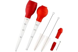 YELLRIN Seringue à tarte résistante à la chaleur avec brosse de nettoyage et injecteur de marinade pour badigeonner et cuisiner dinde, bœuf, porc, poisson, barbecue