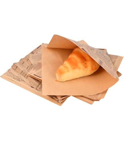 WUSJCOF 100 Feuilles Papier Emballage Alimentaire Sulfurisé - Résistant à L'Huile Pour Burgers, Frites, Sandwichs Et Fromage (15 X 15 Cm)