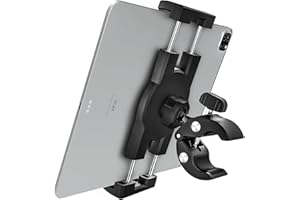 woleyi Spinning Bike Tablet Mount Holder, Indoor Stationary Exercise Bikes Tablet Clamp, Gym Treadmill Elliptical Tablet Stand for iPad Pro 9.7, 11, 12.9 / Air/Mini, All 4-13" Smartphone and Tablets