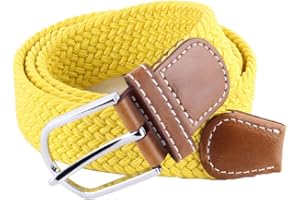 BOZEVON Ceinture tissée élastique - Ceinture en tissu extensible tressé multicolore pour hommes femmes