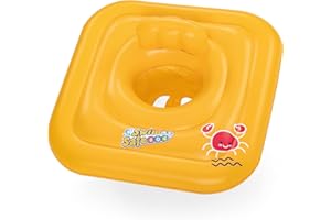 BESTWAY - Koło ratunkowe z siedziskiem Swim Safe A - Nadmuchiwane - 32050N - Żółte - Winyl - 65cm x 26cm - Bezpieczeństwo Dziecka - Zabawa na świeżym powietrzu - Basen - Dziecko - Od 6 miesiąca życia