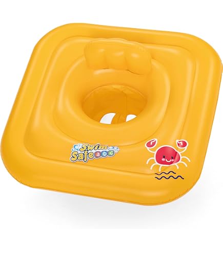 AOUVT Anneau De Natation Gonflable Pour Enfant Avec Auvent Solaire - Siège Bleu Fun Avec Clochettes, Parfait Pour Bébé 3 à 36 Mois