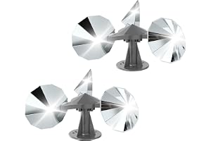 OFFO 2 Pack Bird Reflector, Reflective Pinwheel Wind Spinner, 5.1 Inch | Multi-faceted reflective blades spin to help reduce droppings and nesting on patios, roofs, and garden beds; 2-Pack.