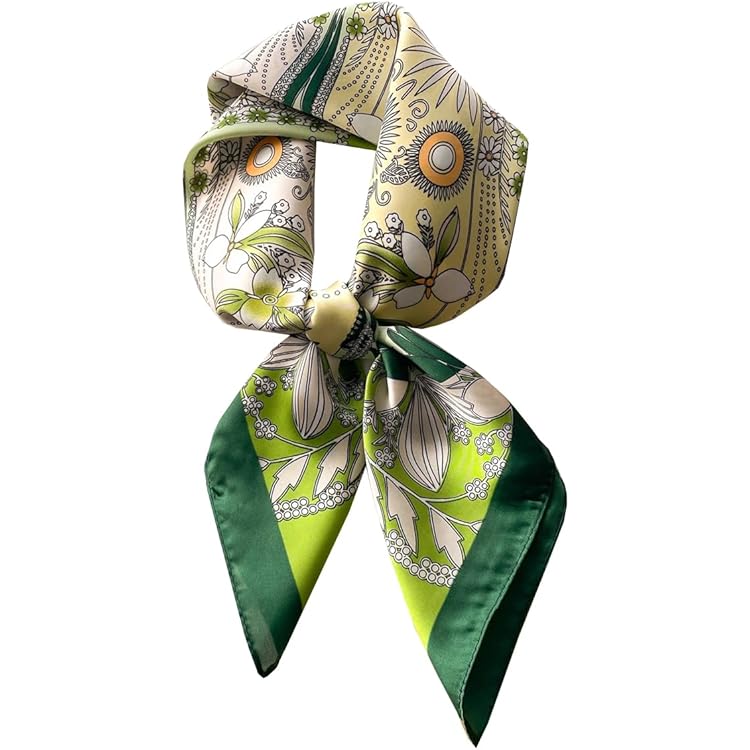 CHarmeFleur 1 Pcs 27.5 Inches Satin Kopftuch Seidig Haar Schal Stain Bandana Haar Wrap Hals Schal für Frauen Schals für Frauen braune Bandana Kopftuch