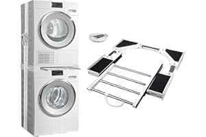 DAMOHONY Universal-Stapelsatz für Waschmaschine und Trockner, verstellbarer Waschmaschinen-Stapelsatz mit Ratschengurt und ausziehbarem Gestell für Waschmaschine und Trockner Breite 18. 1-28. 3