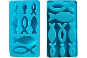 BAYUYI Stampo in Silicone， Muffa di pesce piccolo， 8 muffe anche di piccoli pesci， per Cubetti di Ghiaccio, Biscotti, Tortini, Cioccolato, Decorazione Battesimo Cresima