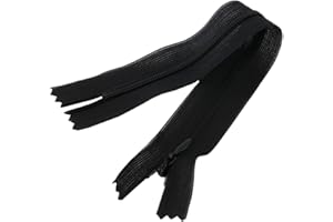 AERZETIX - C60525 - Lot de 10 Fermetures éclair invisibles 20 cm non-séparables - fermeture à glissière crémaillère - couleur noir - maroquinerie jean pantalon robe jupe curseur couture vêtement