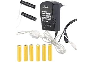 revolt Batterie Dummies AAA: Batterie-Netzteil-Adapter für bis zu 2 Geräte, ersetzt 8 AAA-Batterien (durch Netzteil ersetzen, Steckdose, Weihnachtsdeko)