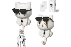 Minfuerang 2 Pezzi Ganci da Parete Autoadesivi Creativo,Ganci Portachiavi per Gatti da Sole,Robusti e Durevoli Gancio per Bambini per Appendere Vestiti,Chiavi,Gioielli,Borse