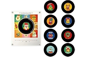 Jul mini vinylskiva musikspelare NFC magnetisk musiklåda set (B) | Mini musiklåda för kylskåpsdekor med 9 NFC kylskåpsskivor, personlig retro, perfekt julklapp för musikälskare