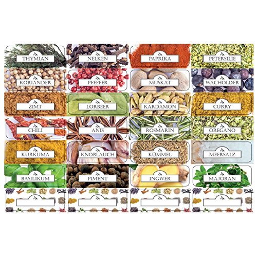 Viva-Haushaltswaren – 24 Gewürzgläser 150ml inkl. 24 Gewürz – Etiketten - 6