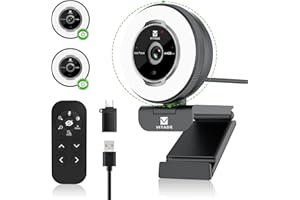 Vitade Streaming Webcam with 1080p FHD at 60fps and Adjustable Ring Light