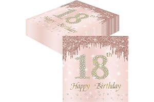 GROVBLE Servietten 18 Geburtstag,40 Stück Sparkling Celebration Party Servietten Tischdeko für 18. Geburtstag servietten rosegold Papierserviette für mädchen Geburtstag Decorations Party Jubiläum