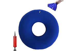 TUOFANG Hämorrhoiden Sitzkissen, Hämorrhoiden Sitzkissen Aufblasbar, Aufblasbares Rundkissen mit Pumpe, zur Behandlung von Hämorrhoiden, Zysten, Schwangerschaft und zur Korrektur der Sitzhaltung (Blau)