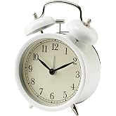 IKEA Dekad Analog Nostalji-alarmlı saat &ccedil;anlar &ccedil;alar saat ile metal kasa ve &ouml;n cam &ndash; G x D x Y 10 x 6 x 14 cm &ndash; Beyaz