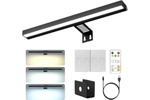 Starxing Rechargeable Picture Light with Remote, Wireless Battery Painting Light, 4400mAh Display Lamp with 3 Lighting Colors, Dimmable Timer Light for Dartboard, Wall Decor, Portrait Art (Black)