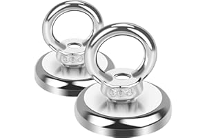 Aenienoe Silne magnesy, duże, 55 kg, magnesy neodymowe, bardzo silne magnesy, mocne mocowanie, ze śrubami z oczkami, do łowienia ryb w domu, warsztacie, na wodę, średnica 36 mm, 2 sztuki