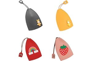 PFLYPF 4 piezas lindo creativo extensible llavero con funda de piel sintética de dibujos animados - Llavero de gran capacidad para llaves de coche