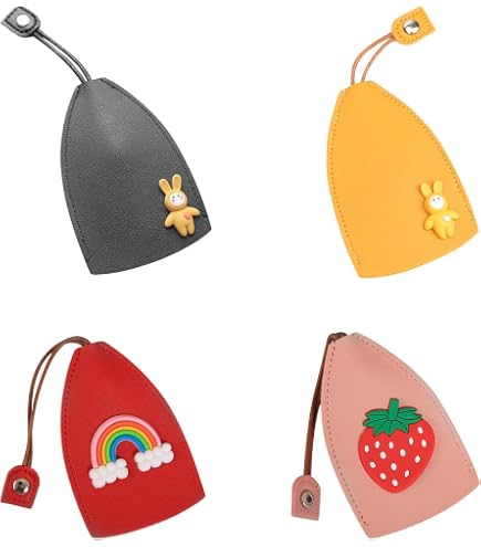 Custodia Portachiavi Auto In Pelle PU 3 Pezzi – Design Estraibile Coniglio Rosa Giallo Nero
