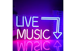 WANXING Musique en direct néon logo musique néon lettres néon logo néon logo lumineux logo bar bar bar à bière, studio de musique, mur de chambre, fête, Club (bleu - Rose)