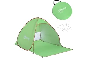 Outsunny Abri de Plage Tente de Plage Pliable Pop-up Automatique instantané Protection UV fenêtre arrière Grand Tapis de Sol