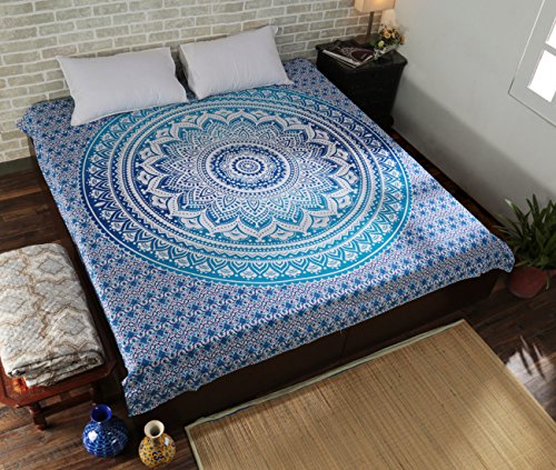 Wandteppich Orientalisch Ombre Blau Wandbehang Indisch Mandala Hippie Wall Tapestry Boho Tuch By Rajrang - 2