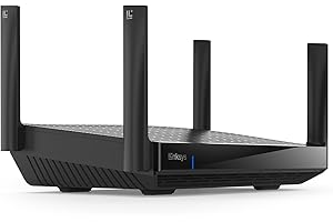 ‎LINKSYS Linksys Hydra Pro 6E Triple Band Mesh WiFi Router 6E (do gier, 8 strumieni, pasmo 6 GHz, przepustowość do 6,6 Gb/s, zasięg 250 m2, ponad 55 urządzeń, współpracuje z Velop Mesh)