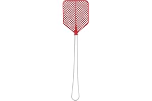 LifeChic Battimosche Manuale 43 cm – Manico in Ferro, Paletta Flessibile in Plastica Rossa – Scacciamosche per Interni ed Esterni – Contro Mosche, Zanzare e Insetti Volanti