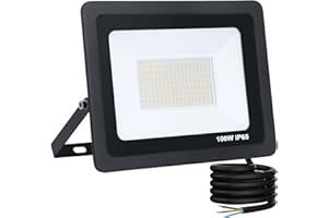 Mille Lucciole Focos LED Exterior 100W,Foco LED Exterior 10000LM IP65 Impermeable 144 leds 4500K Blanco Neutro,Foco Para Garaje,Patio,Terraza【Negro 1 Pcs】
