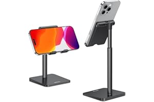 OMOTON Support Téléphone Portable, Support Smartphone Vertical Bureau, Support Dock Téléphone en Hauteur pour iPhone 13 Pro/13/12 Mini/12 Pro/12, D’Autres Smartphones, Noir