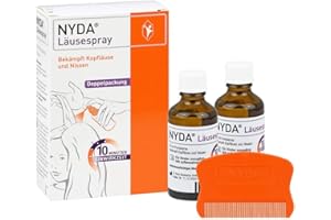 ‎NYDA NYDA Läusespray Doppelpackung: Effektives Läusespray und Läusekamm gegen Läuse & Nissen, rasche Behandlung in 10 Min, gute Verträglichkeit, physikalisch wirksam