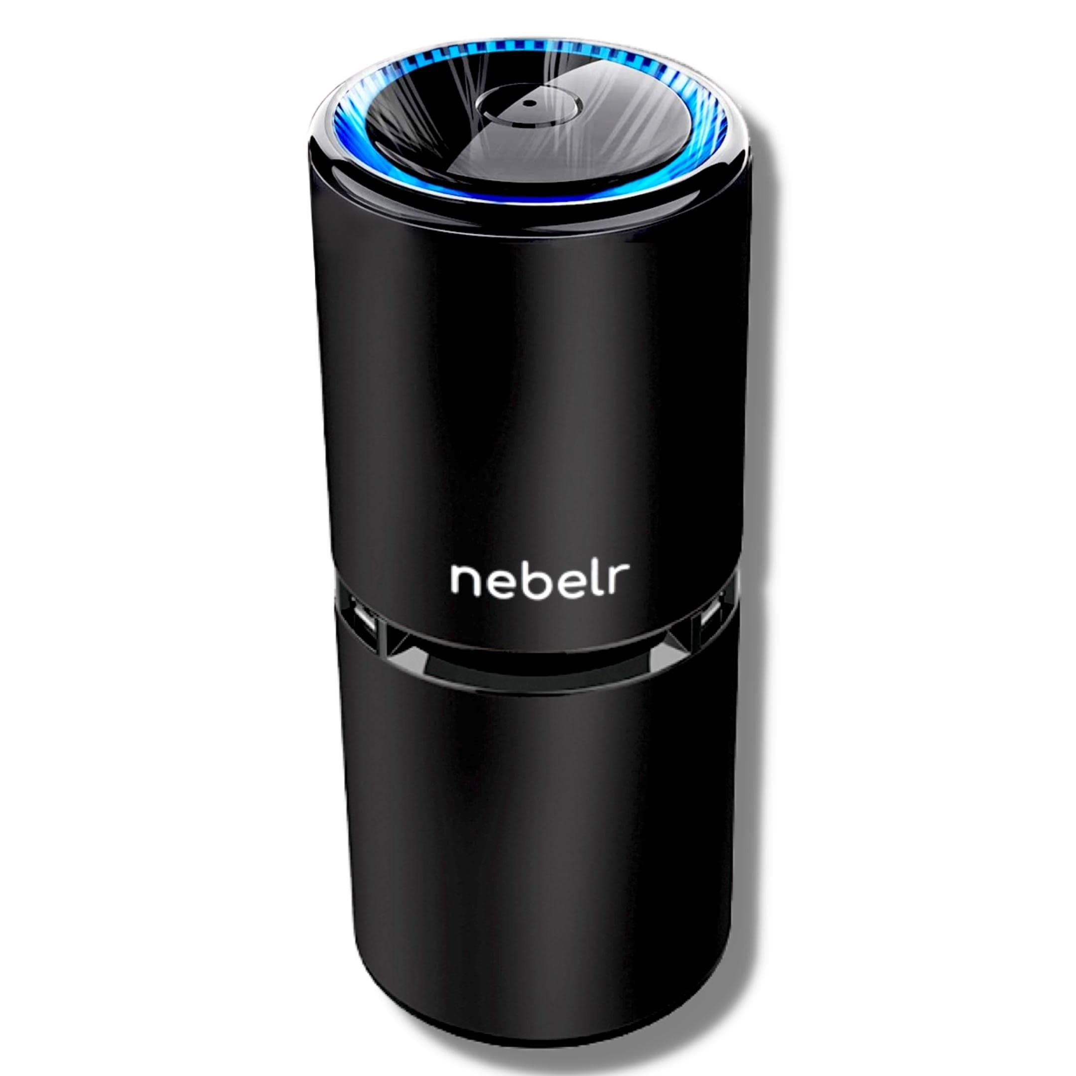 Nebelr Car Air Purifier Ionizer - Premium - Alluminium - 10 Million Negative Ions - Kills 99.9% Viruses - Removes PM2.5 & Dust - Portable - Designed in Japan - Gen 2 - TYPE C - 2025 - (Black JET)