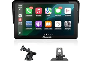 Carpuride Autoradio Portable sans Fil Carplay et Android Auto, 7 Pouces écran Tactile HD 1080p de avec BT 5.0, Support de Liaison Miroir pour Camion, véhicule récréatif