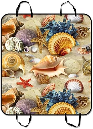 Custom Underwater World Sea Animal Starfish Seashells Pet Seat Cover Car Seat Cover for Pets Cargo Mats and Hammocks for Cars Trucks and SUVs 54x60 inches