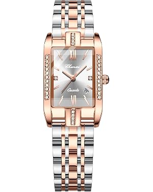 Montre Femme JewelryWe - Cadran Carré Diamanté Avec Bracelet Chaîne Style Hip Hop