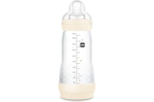 MAM Biberon Easy Start Anti-colic A125 breveté avec tétine 3 en silicone SkinSoftTM ultra douce pour bébés à partir de 4 mois, 320 ml, neutre, 1 pièce auto-stérilisable en 3 min - modèles aléatoire