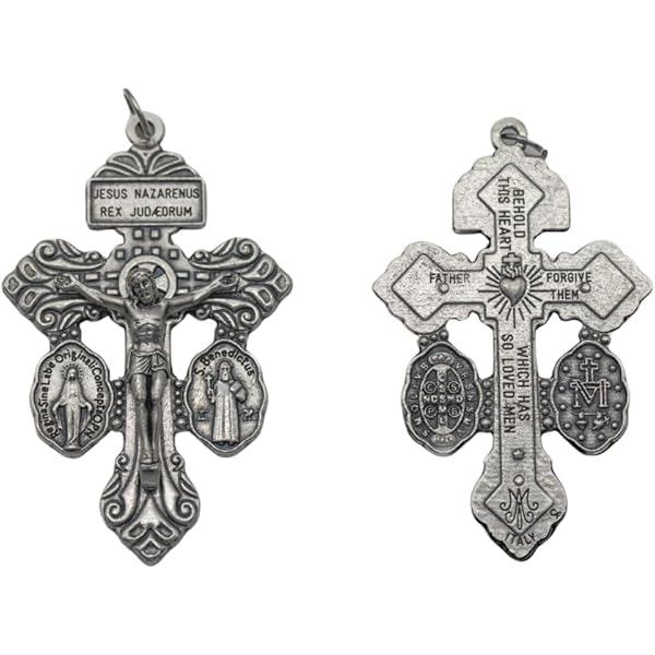 10 Crocifissi Cattolici Con Medaglie | Croce Perdon, San Benedetto E Miracolosa Per Rosari Fai Da Te - Foto 5