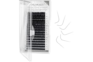 NAGARAKU Extension de Cils Classique Professionnel Individuels One by One Naturel Lash Simples Naturels Semi-permanents Eyelashs Extentions Noir Mat Tailles Mixtes 16 Rangées(0.15mm N Curl 7-15mm)