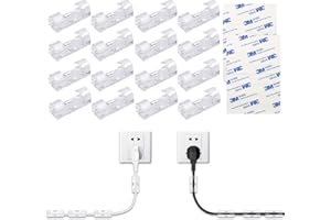 NATUCE 40 Pezzi 7mm Clip per Cavi con Adesivo, Clip Fermacavi da Parete, Fermacavi a Clip, Fermacavo per Casa o Ufficio, Cavi da Scrivania, Muro, Pareti, Gestione dei Cavi per TV PC Laptop Casa