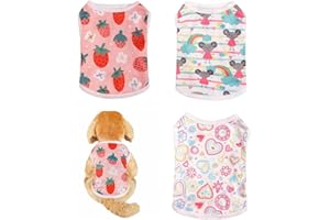 FFWTPY 3 Pezzi Maglietta per Cani Camicia per Cuccioli con Stampa di Lettere di Frutta e Gelato Vestiti Estivi Traspiranti per Cuccioli Abbigliamento per Animali Domestici