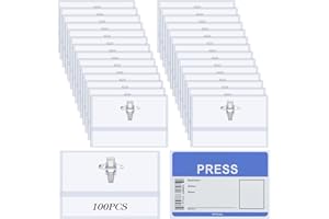 NSWAYY 100 Stück Kunststoff Namensschilder mit Clip, Transparent Visitenkarten Ausweishüllen Kartenhüllen Namensschilder Zum Anstecken für Schulen Veranstaltungen Kreuzfahrten Unternehmen(90mm x 58 mm)