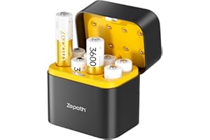 Zepath 8xAA Rechargeable Lithium Batteries with Charger, 3600mWh High Capacity 1.5V AA Batteries, Long Lasting Rechargeable AA Li-ion Battery with Integrated Charing Storage Box