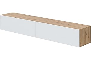 Miroytengo Mueble de Televisión Suspendido Comedor Salón Kaway Color Roble Nodi y Blanco Artik 35x180x28 cm