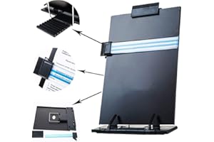 XGOPTS Computer Document Holder,Desktop Computer Typing Rack Holder Clipboard with 7 Adjustable Positions Clip and Line Guide for Typing Book Reading Painting and Correct Bad Writing Posture
