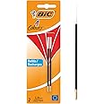 BIC 4 Couleurs Recharges Stylo-Bille Pointe Moyenne (1,0 mm) - Rouge, Blister de 2