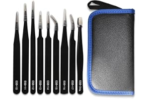 Antistatisk pincett, 10 st ESD precisionspincett och mikrokit trådskärare, för modellering, elektronisk reparation, hantverk, laboratorium, smyckestillverkning