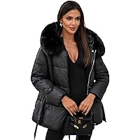 OZONEE Damen Winterjacke - Warme Bomberjacke Mit Kunstfell